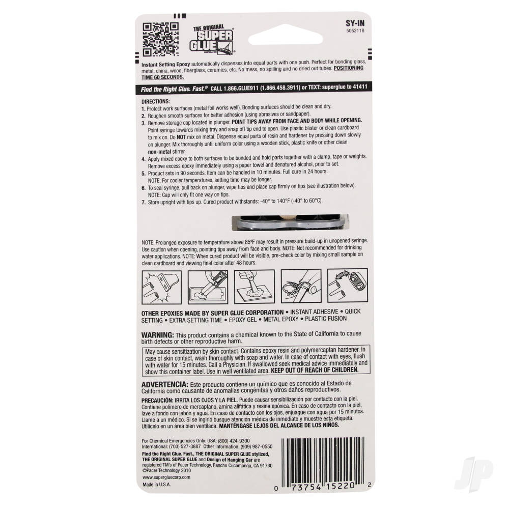 Super Glue 90 Second Instant Setting Epoxy (1oz, 28.3g) SY-IN