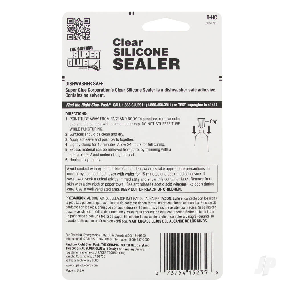 Super Glue Clear Silicone Sealer (1.5fl oz, 44.3ml) T-HC