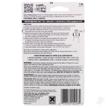 Super Glue 5 Minute Quick Setting Epoxy (1fl oz, 29.6ml) T-QS