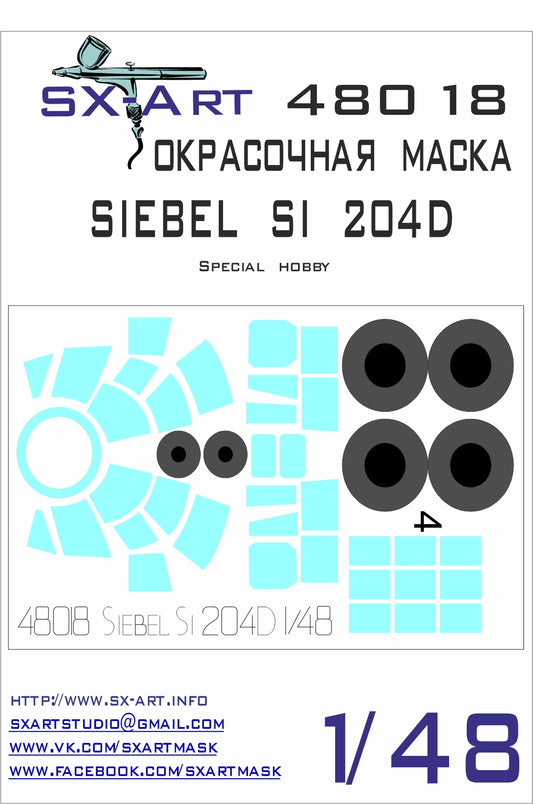 SX-Art SXA48018 1:48 Siebel Si-204D canopy and wheels paint mask