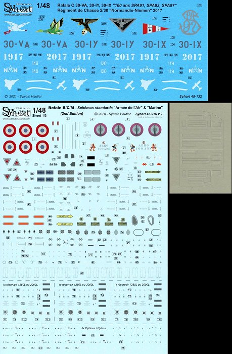 Syhart Decal SY48132 1:48 Rafale C 100 Years SPA 93/97/91