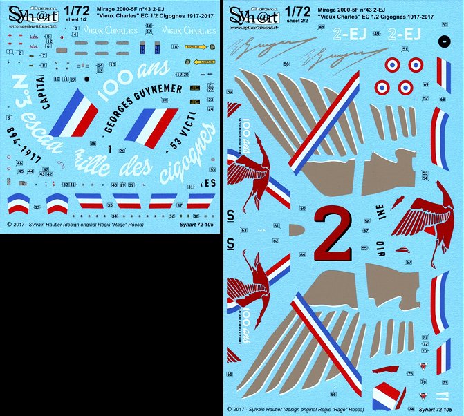 Syhart Decal SY72105 1:72 Mirage 2000-5F Vieux Charles Cigognes