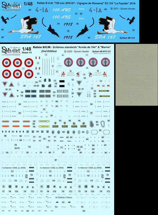 Syhart Decal SY72131 1:72 Dassault Rafale B 4-IA "100 years SPA167