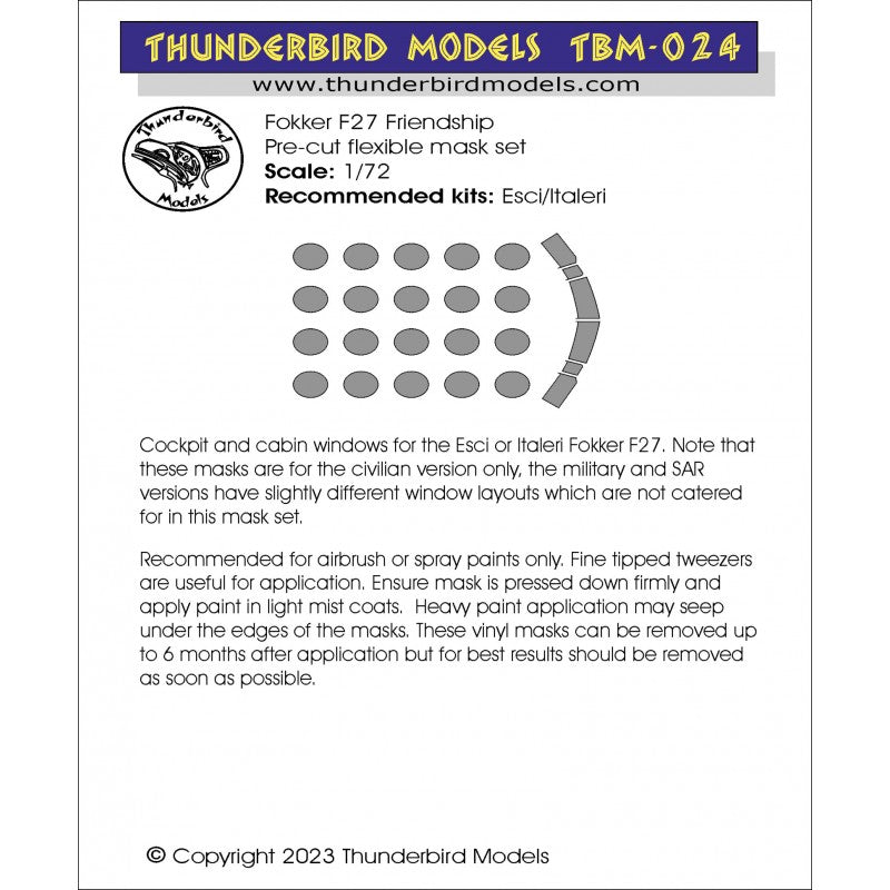 Thunderbird Models TBM024 1:72 Fokker F-27 Friendship