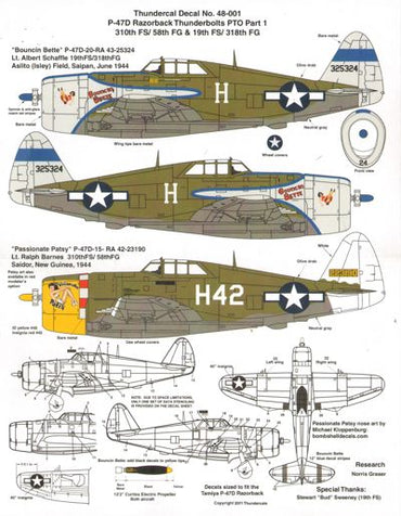 Thundercals TCT48001 1:48 Republic P-47D Thunderbolt 'Razorback' PTO Part 1