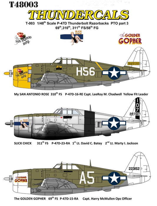 Thundercals TCT48003 1:48 Republic P-47D Thunderbolt 'Razorback' PTO Part 3