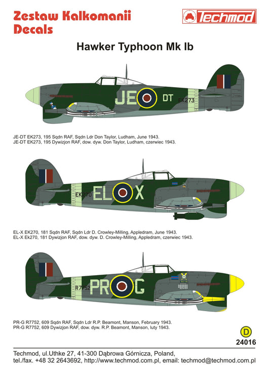Techmod TM24016 1:24 Hawker Typhoon Mk.Ib