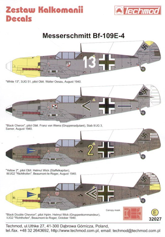 Techmod TM32027 1:32 Messerschmitt Bf-109E-4
