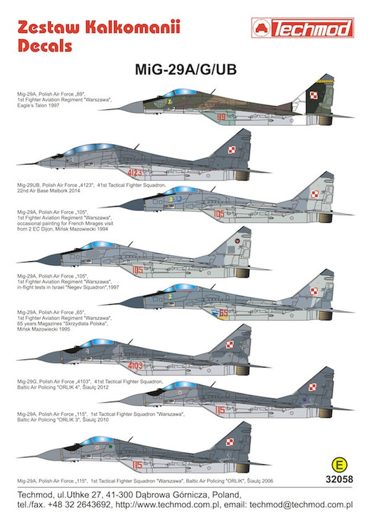 Techmod TM32058 1:32 Mikoyan MiG-29A/MiG-29G/MiG-29UB