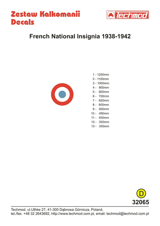 Techmod TM32065 1:32 French National Insignia 1938