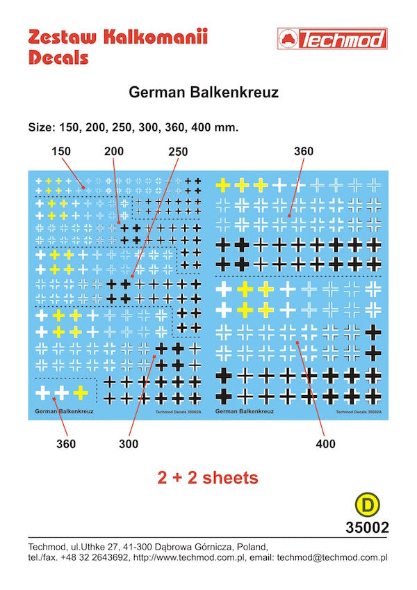 Techmod TM35002 German Balkenkreuz Assorted Sizes 1:35