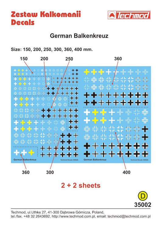Techmod TM35002 German Balkenkreuz Assorted Sizes 1:35