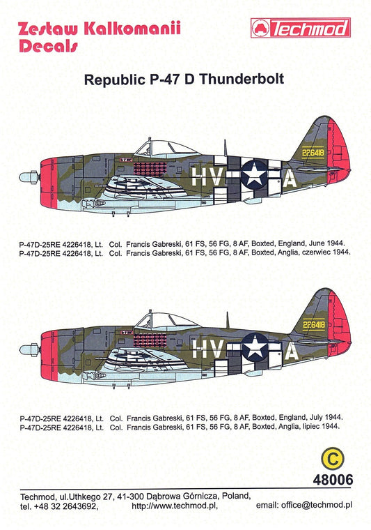 Techmod TM48006NEW 1:48 Republic P-47D Thunderbolt 'Bubbletop'