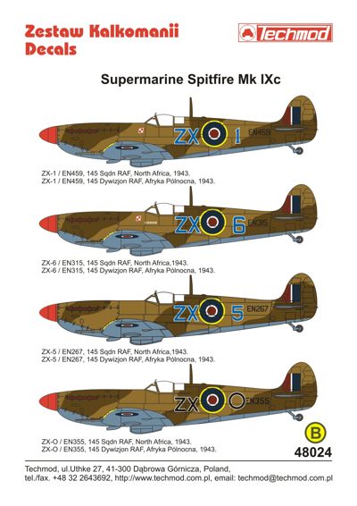 Techmod TM48024 1:48 Supermarine Spitfire Mk.IXc