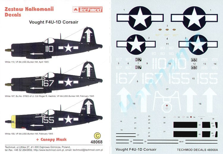 Techmod TM48068 1:48 Vought F4U-1D Corsair