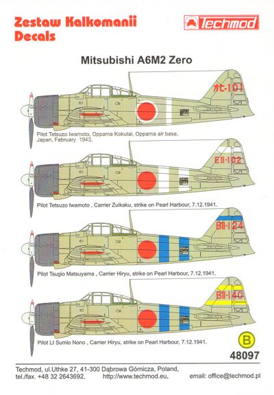 Techmod TM48097 1:48 Mitsubishi A6M2 Zero