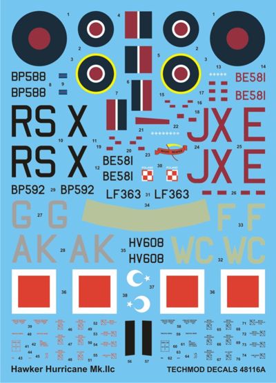 Techmod TM48116 1:48 Hawker Hurricane Mk.IIc Hurricane IIc BE851 JX-E Flt Lt K.M