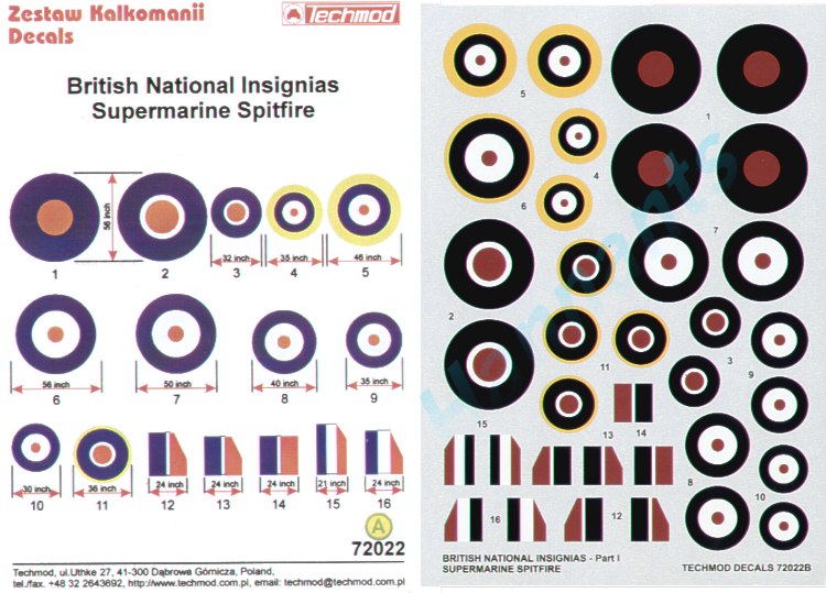 Techmod TM72022 RAF Spitfire National Insignia 1940-45 1:72
