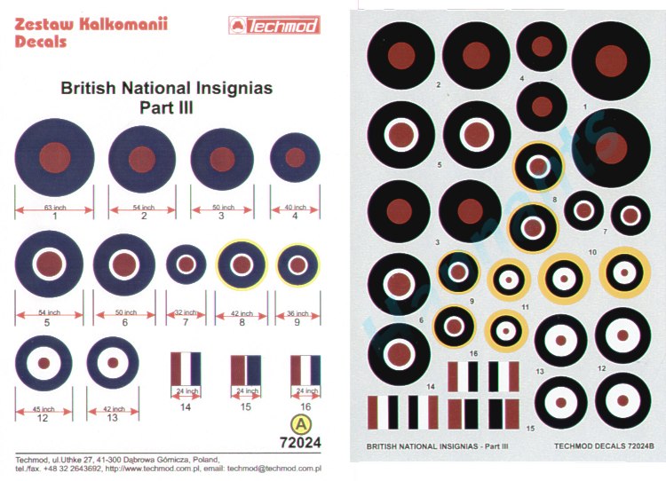 Techmod TM72024 RAF Typhoon/B-25/Mustang National Insignia 1:72
