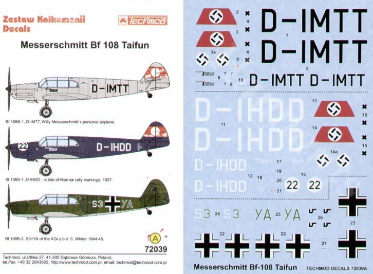Techmod TM72039 1:72 Messerschmitt Bf-108B-1