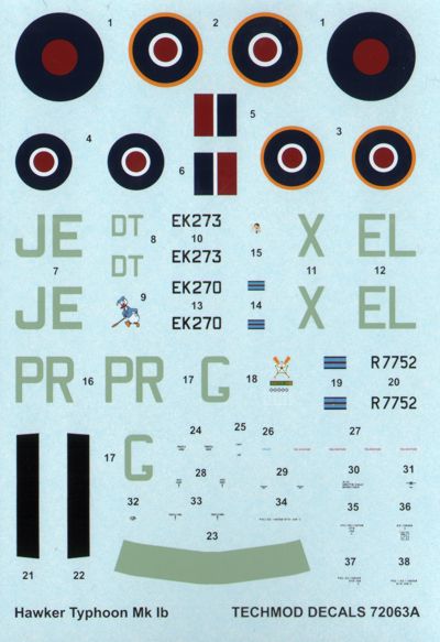 Techmod TM72063 Hawker Typhoon Mk.Ib 195 Sqdn RAF JE-DT 1:72