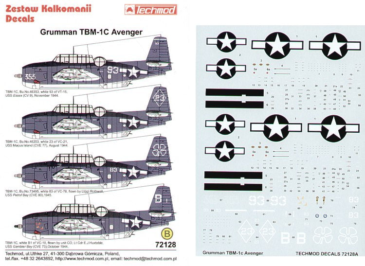 Techmod TM72128 1:72 Grumman TBM-1C Avenger
