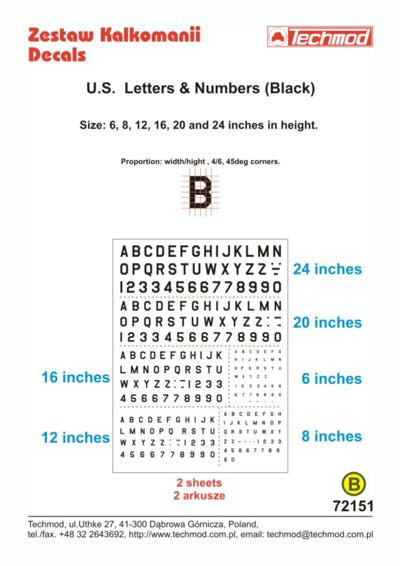 Techmod TM72151 1:72 US Letters & Numbers