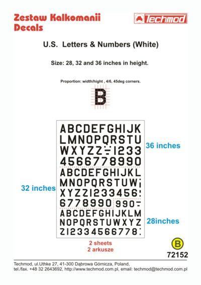 Techmod TM72152 1:72 US Letters & Numbers