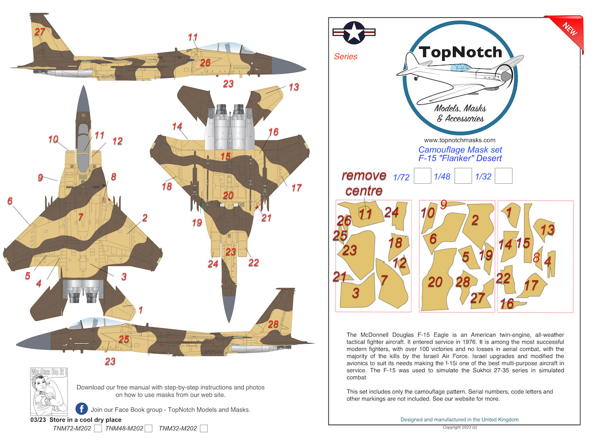TopNotch TNM48-M202 F-15C Eagle Desert Flanker Paint Masks 1:48