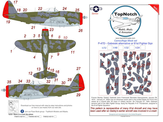 TopNotch TNM24-M219 P-47D Bubbletop Gabreski Alt Paint Masks 1:24