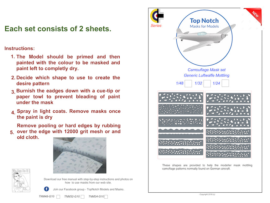 TopNotch TNM24-G010 1:24 Generic Luftwaffe mottling masking patterns