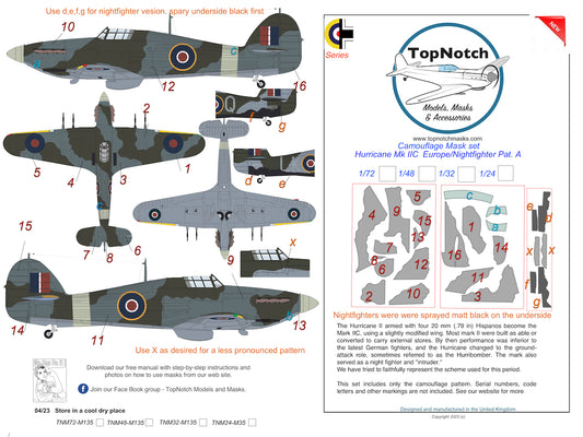 TopNotch TNM24-M135 1:24 Hawker Hurricane Mk.IIC/Nightfighter Europe Pattern