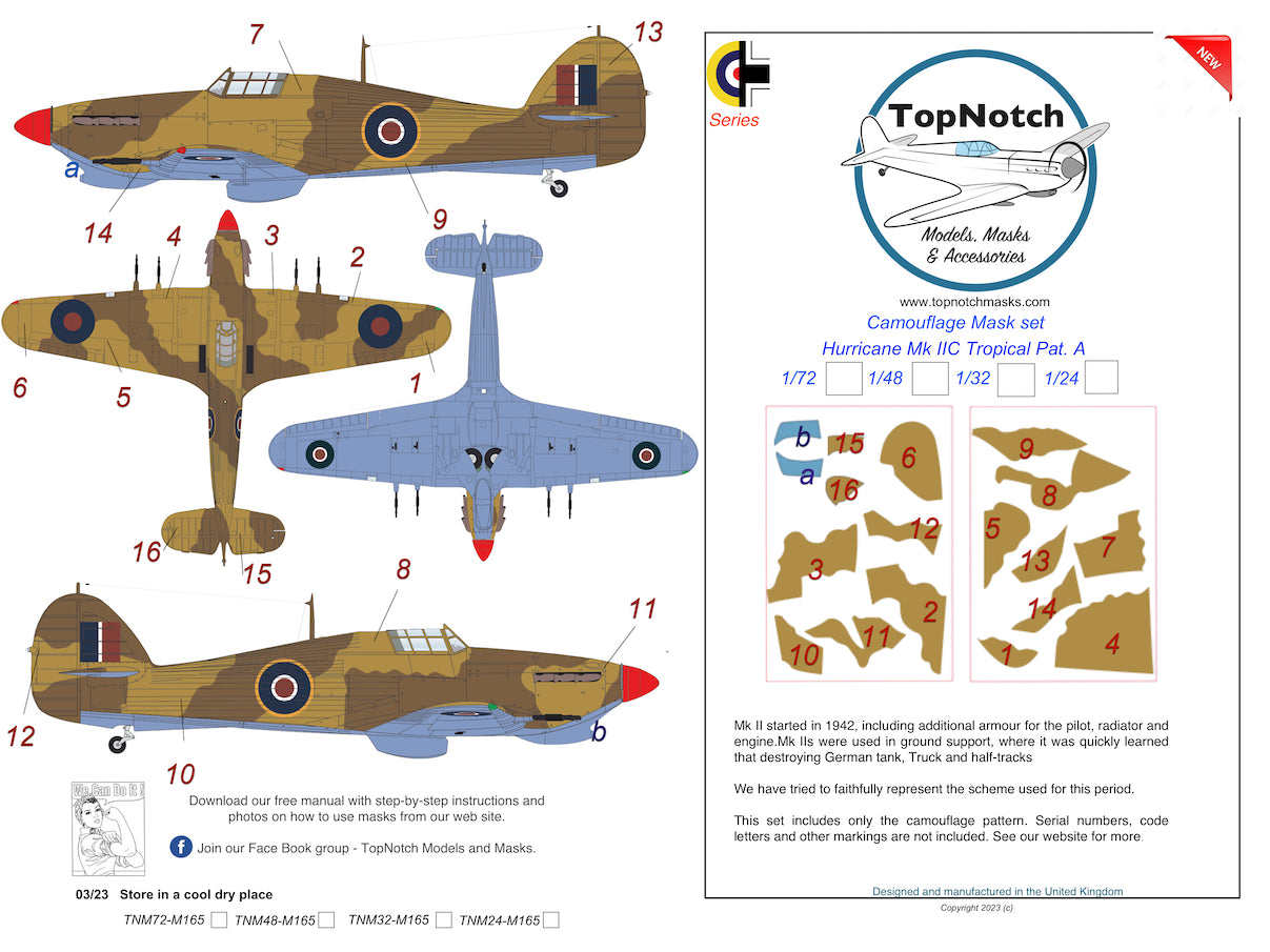TopNotch TNM24-M165 1:24 Hawker Hurricane Mk.IIc Tropical Pattern