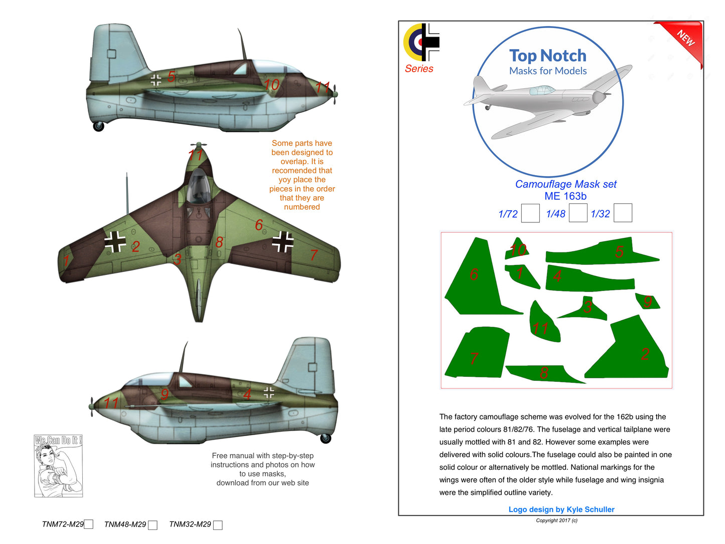 TopNotch TNM32-M029 1:32 Messerschmitt Me-163B Komet camouflage masks