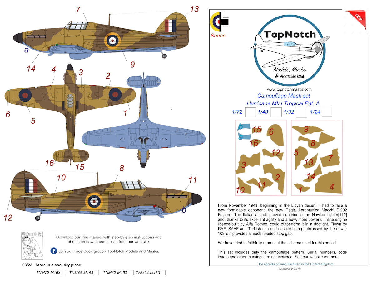TopNotch TNM32-M163 1:32 Hawker Hurricane Mk.I Tropical Pattern