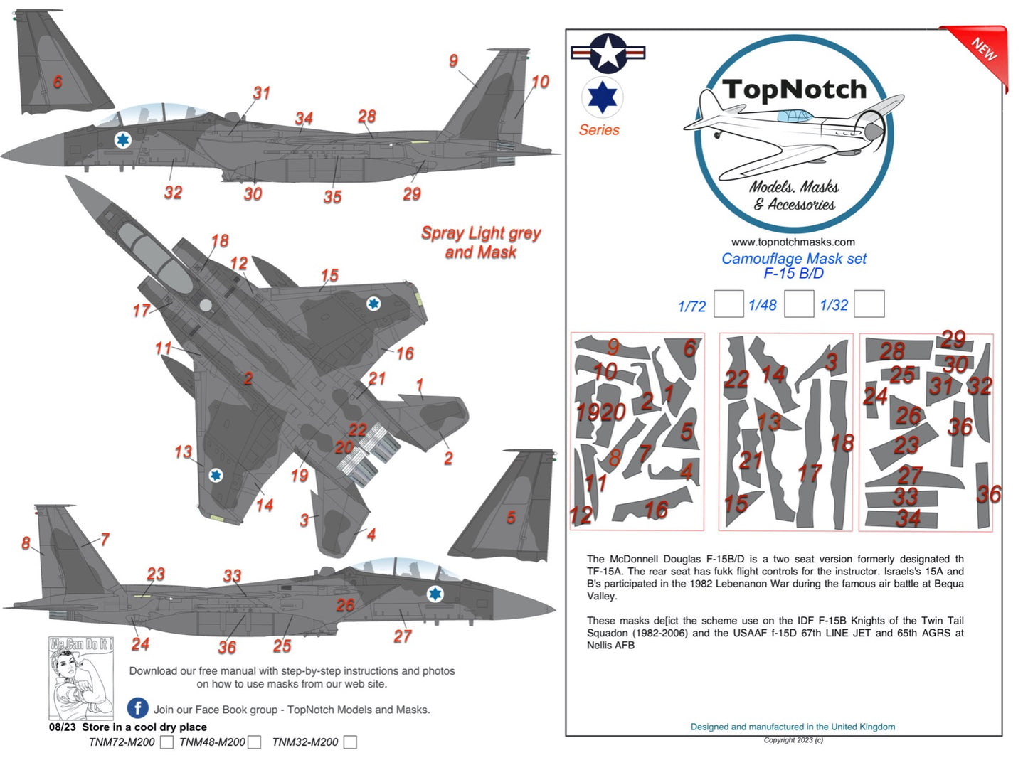 TopNotch TNM32-M200 1:32 McDonnell F-15B/D Eagle Camouflage pattern paint mask