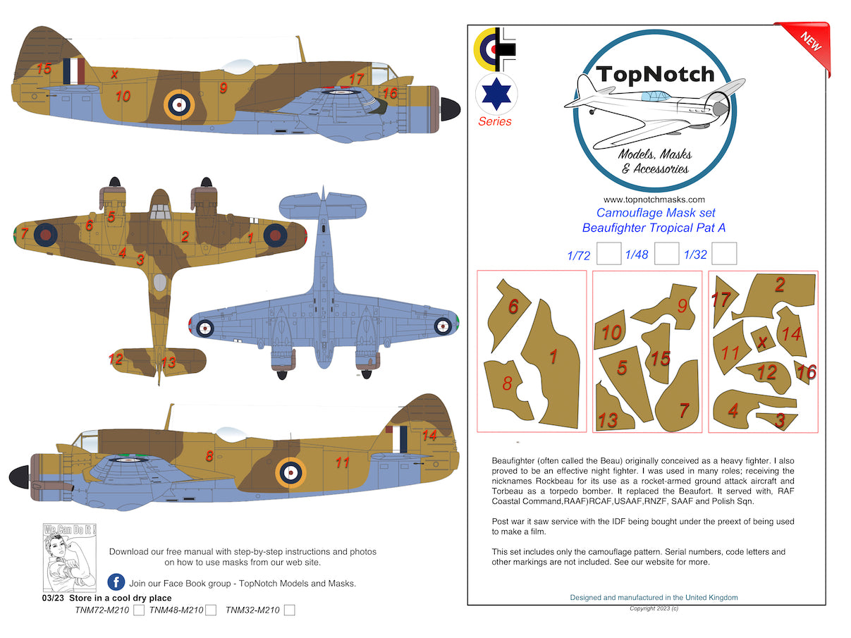 TopNotch TNM32-M210 1:32 Bristol Beaufighter tropical Pattern
