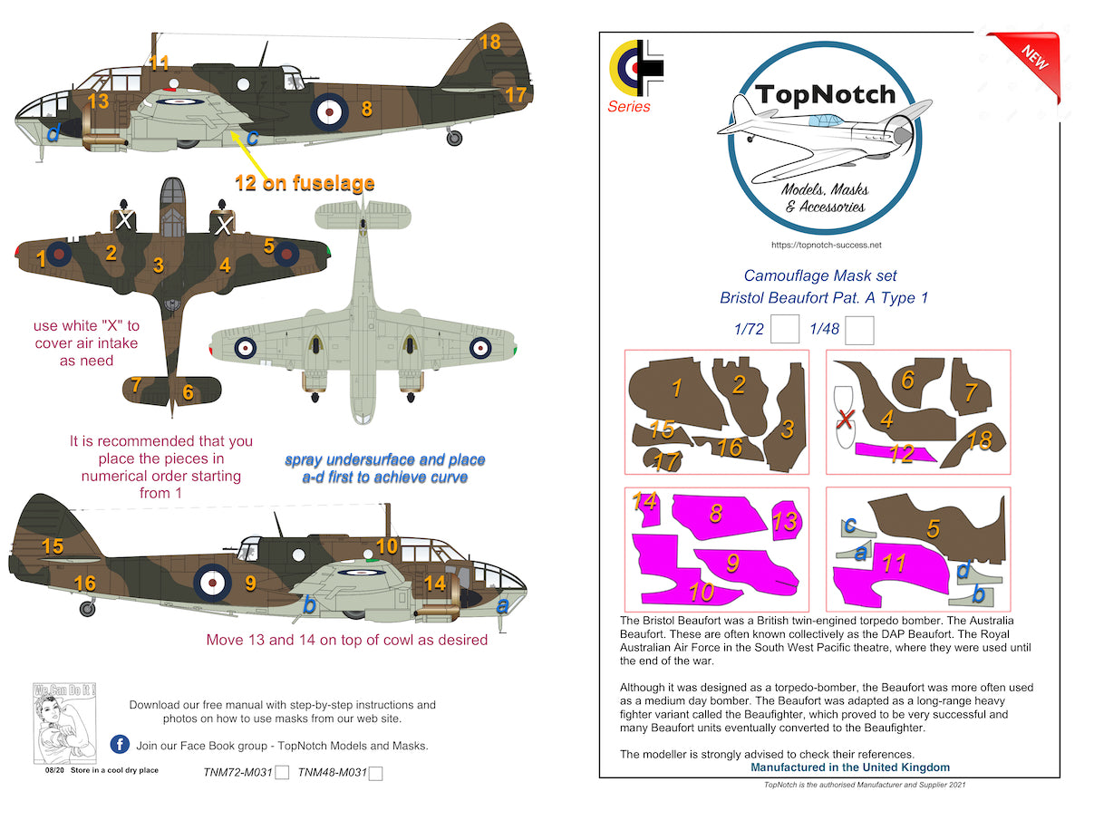 TopNotch TNM48-M031 1:48 RAF Bristol Beaufort Mk.I Pat