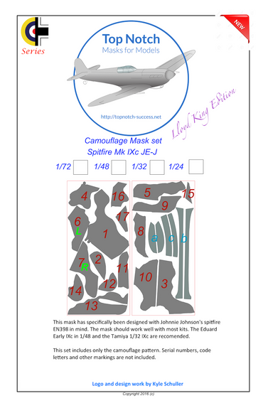 TopNotch TNM48-M053 1:48 Supermarine Spitfire Mk.IXc camouflage masks