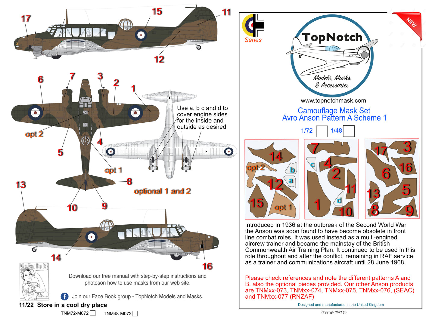 TopNotch TNM48-M072 1:48 Avro Anson Mk.I Pattern