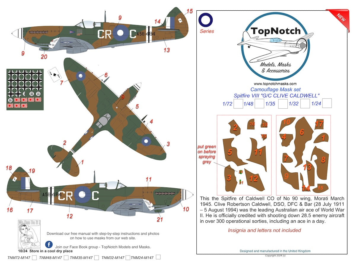 TopNotch TNM48-M147 Spitfire Mk.VIII Clive Caldwell Markings 1:48