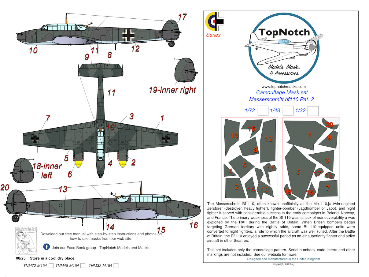 TopNotch TNM48-M155 1:48 Messerschmitt Bf-110 pattern 3