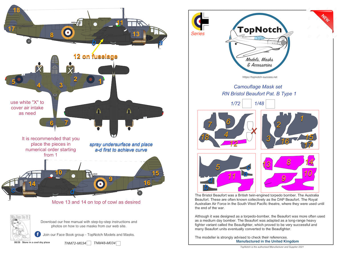TopNotch TNM72-M034 1:72 RN Bristol Beaufort Mk.I Pat