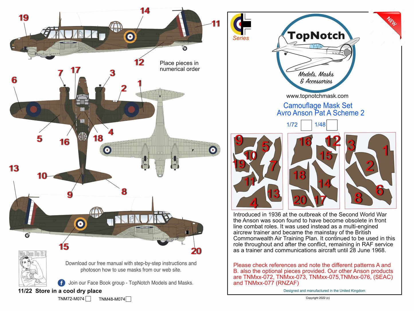 TopNotch TNM72-M074 1:72 Avro Anson Mk.I Pattern