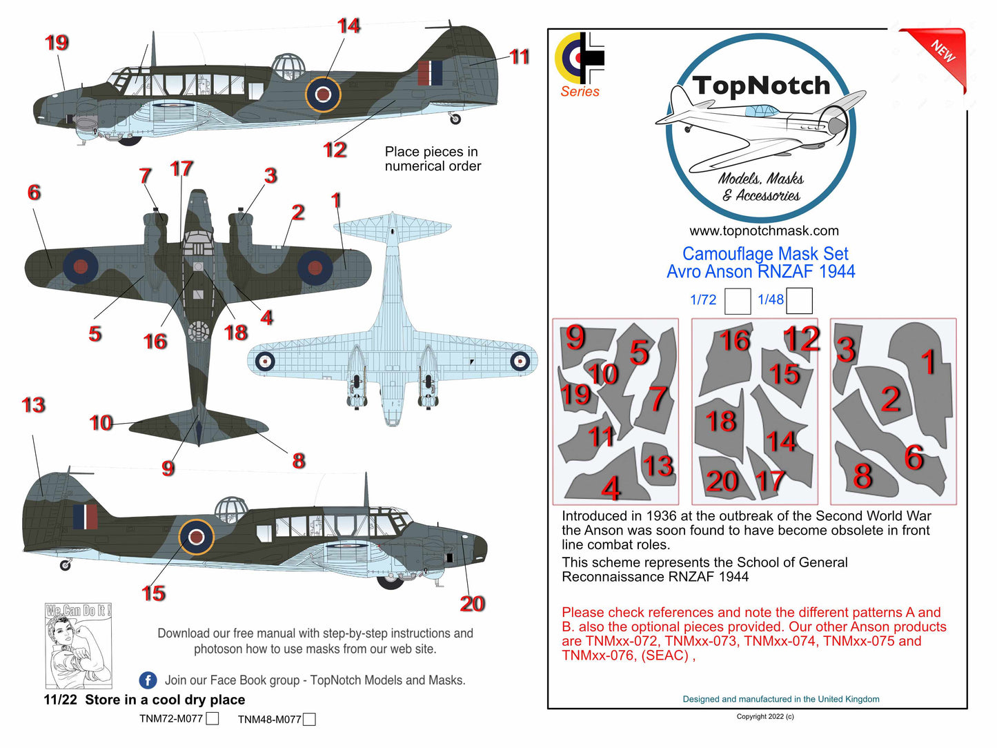 TopNotch TNM72-M077 1:72 Avro Anson Mk.I Pattern