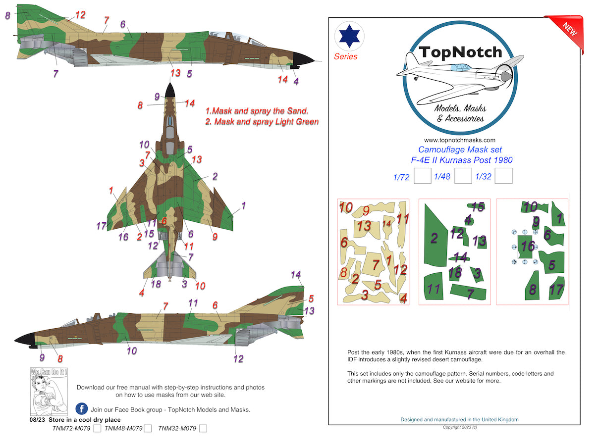TopNotch TNM72-M079 1:72 McDonnell F-4E Phantom Kurnass scheme after 1980
