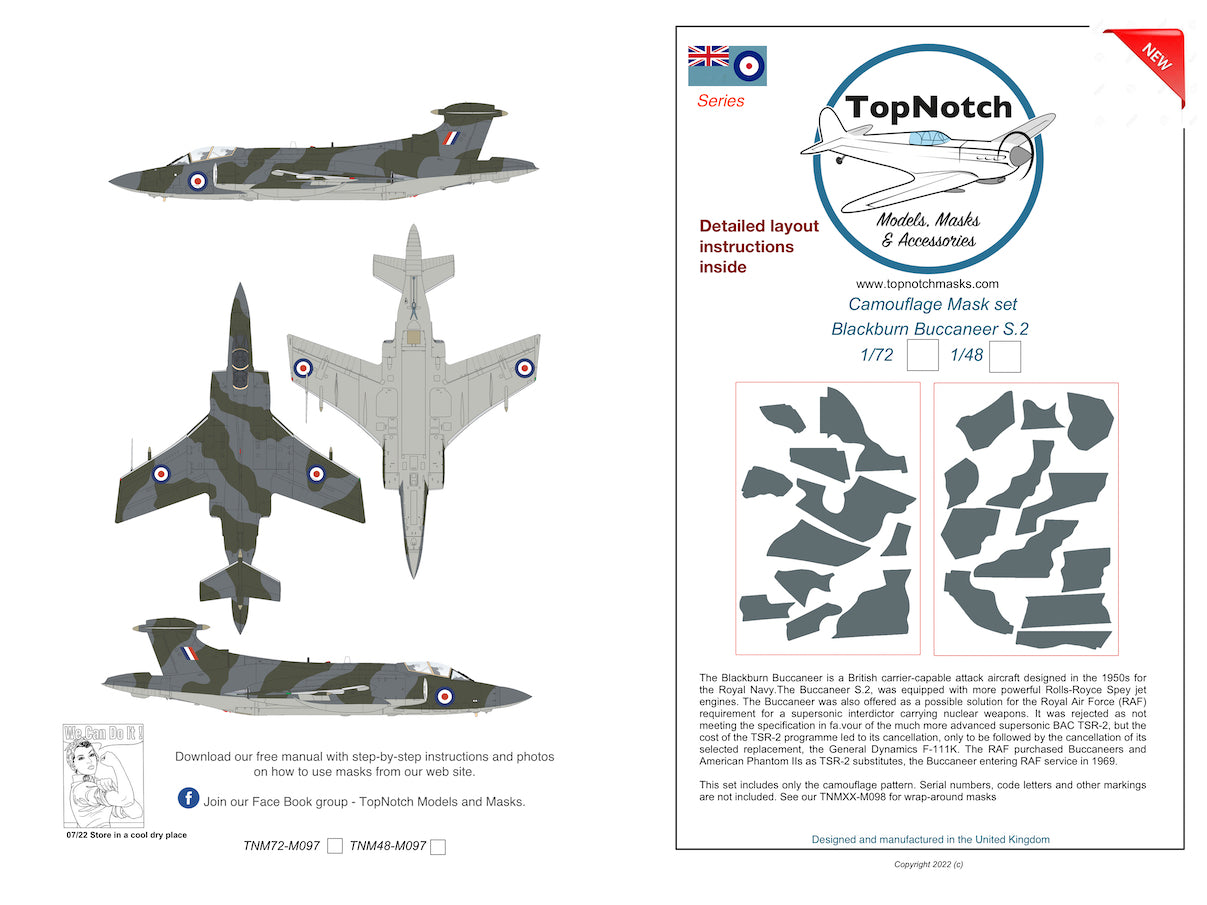 TopNotch TNM72-M097 Buccaneer S.2B/C Standard Paint Masks 1:72