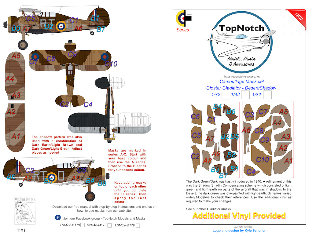 TopNotch TNM72-M179 Gloster Desert Gladiator Mk.I/II Paint Masks 1:72