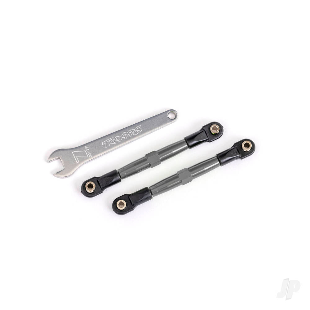 Traxxas Toe links, front (TUBES charcoal gray-anodised, 7075-T6 aluminium, stronger than titanium) (2) (assembled with rod ends and hollow balls)/ aluminium wrench (1) (fits Drag Slash) 2445A