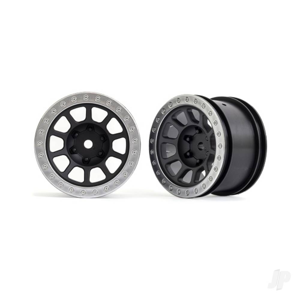 Traxxas Wheels, 2.2" (graphite gray, satin chrome beadlock) (2) (Bandit rear) 2480